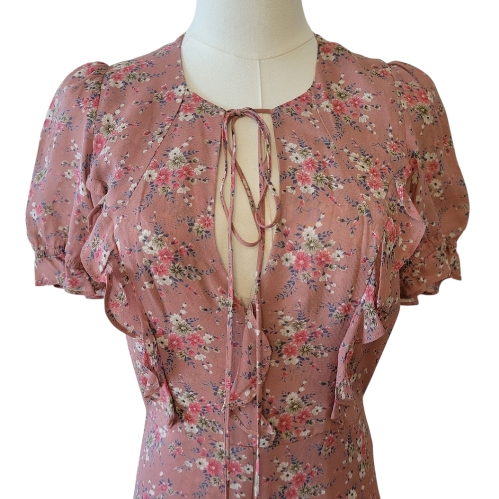 Reformation Pink Floral Huntington Maxi Dress Size 4 - Picture 4 of 7